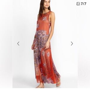 JOHNNY WAS mesh floral tank maxi dress